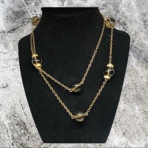 J.Crew Gold & amber bead necklace